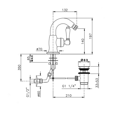 Смеситель для биде Nicolazzi Monocomando 3455BZ76C бронза