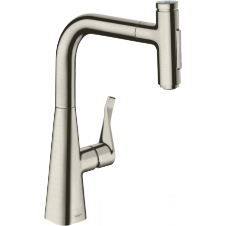 Смеситель для кухни hansgrohe Metris Select M71 240 2jet sBox 73817800 с вытяжным душем сталь