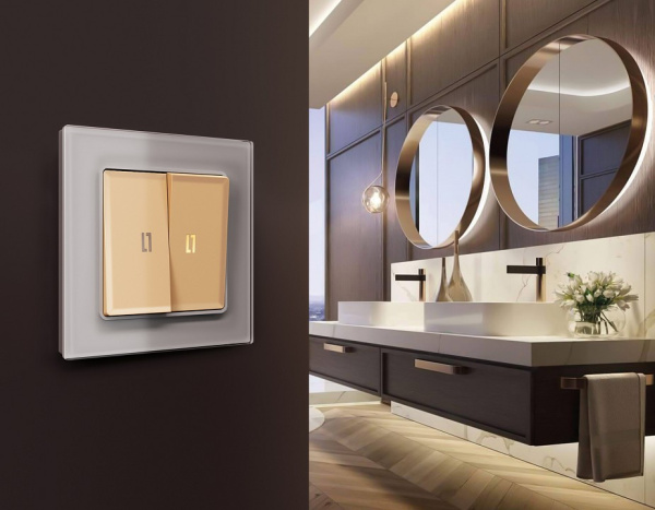 Клавиши для выключателя двухклавишного c подсветкой Ambrella Volt Quant AP6040