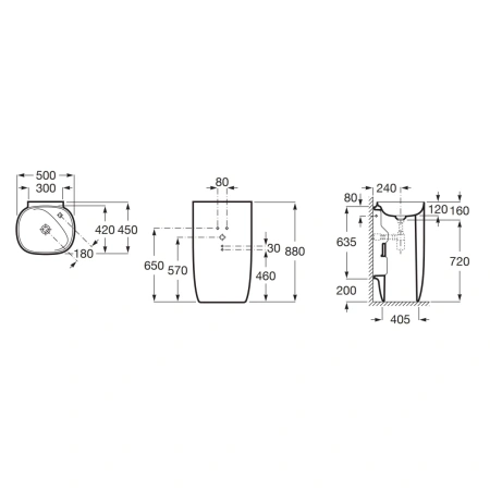 Раковина напольная 50x45 см Roca Beyond 3270B0000