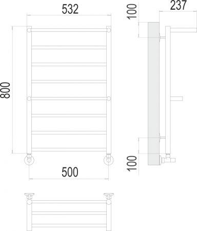 Аврора с 2-мя/п П8 500х800 Полотенцесушитель TERMINUS