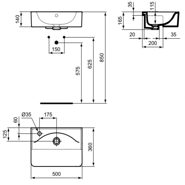 Раковина 50x36 см Ideal Standard Connect Cube E779401