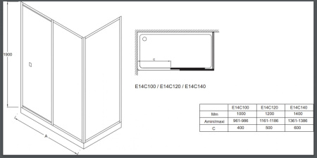 Душевая дверь 120x190 Jacob Delafon Serenity E14C120-GA