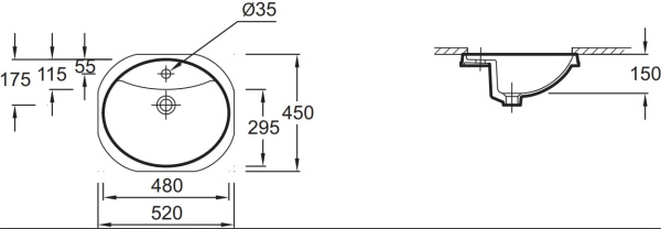 Раковина Jacob Delafon Odeon E1357-00