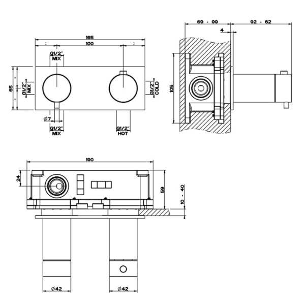 Смеситель для душа Gessi 316 54036#707 черный матовый