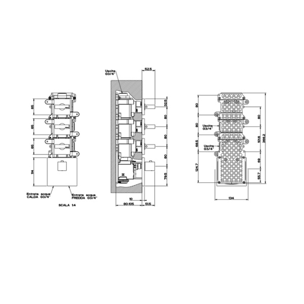 Смеситель для душа Gessi Rettangolo 43216#299 черный матовый