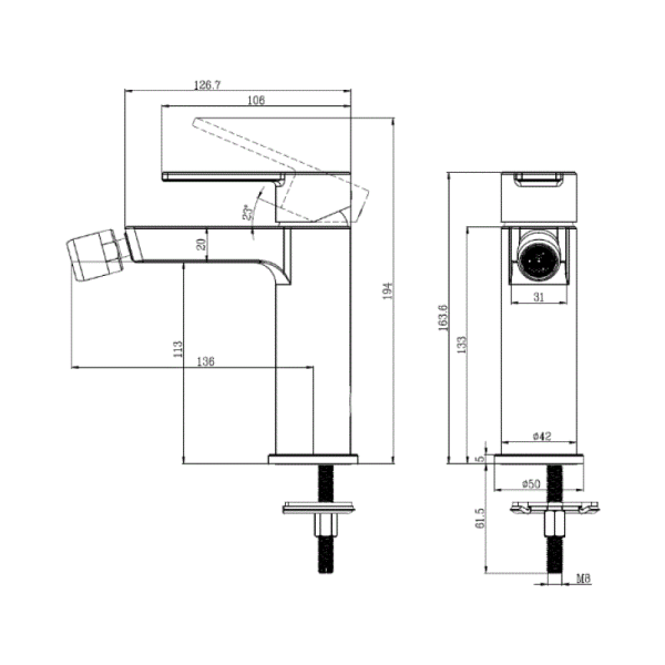 Смеситель для биде Villeroy&Boch Architectura TVB10300100061