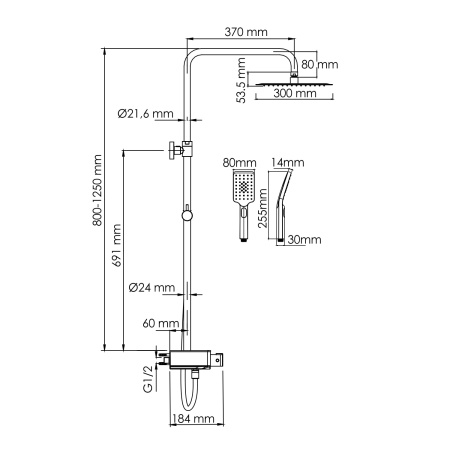 Душевой комплект WasserKRAFT A113.118.126.CH Thermo