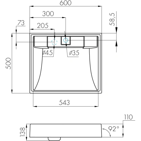 Раковина над стиральной машиной 60x50 см Акватон Рейн 1A72103KRW010