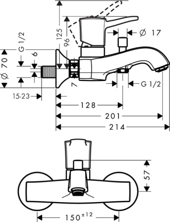 Смеситель для ванны hansgrohe Metropol Classic 31340000
