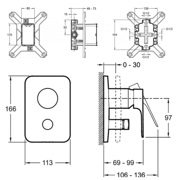 Смеситель для ванны Jacob Delafon Aleo+ E98718RU-CP с душем