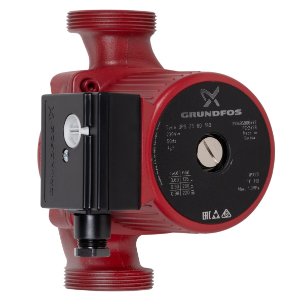 Насос циркуляционный GRUNDFOS UPS 25-80 EU, без гаек