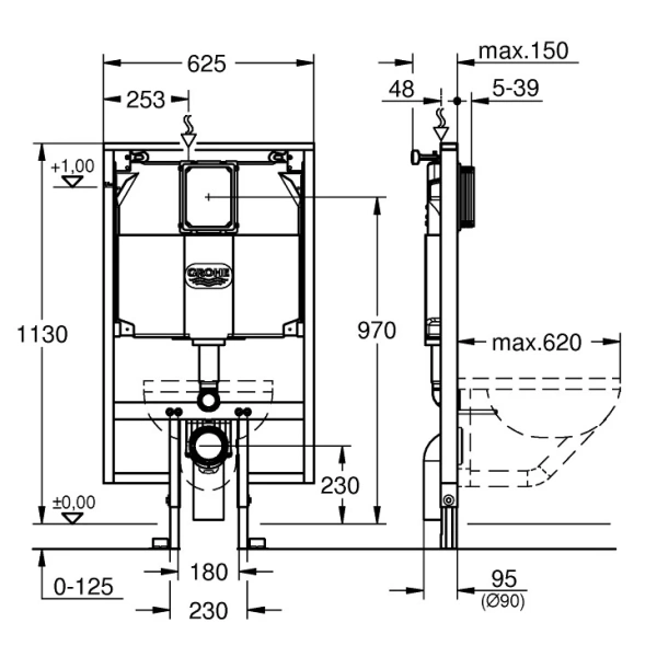 Инсталляция для унитаза Grohe Rapid SL 38994000
