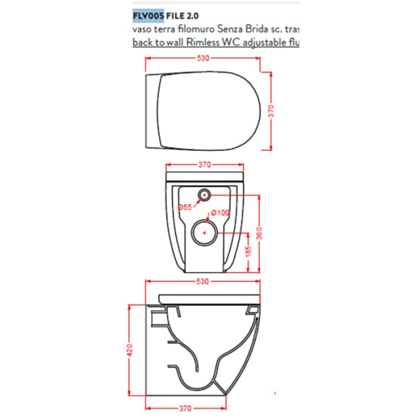 Приставной унитаз Artceram File 2.0 FLV005 15 00 безободковый серый матовый Grigio Oliva
