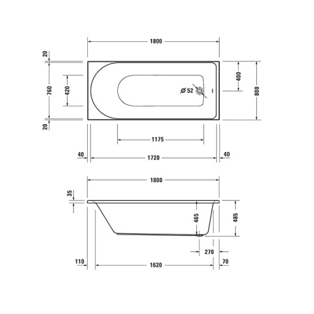 Акриловая ванна Duravit D-Neo 180х80 700475000000000