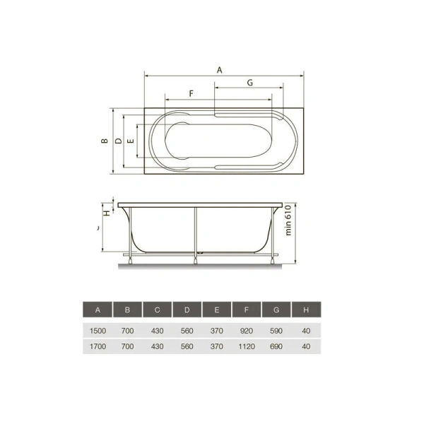 Акриловая ванна Relisan Eco Plus 170х70 Гл000015195 белый
