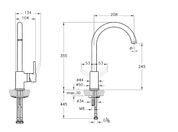 Смеситель для кухни Vitra Minimax S A4209136EXP черный