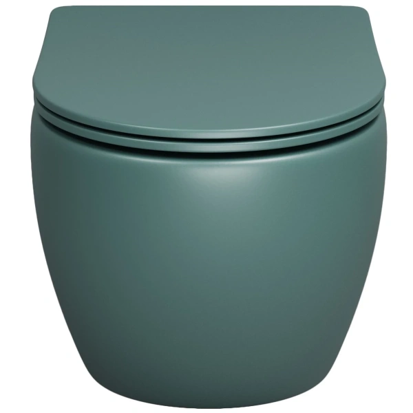 Унитаз подвесной Grossman GR-4455OLMS безободковый, с сиденьем микролифт, зеленый матовый