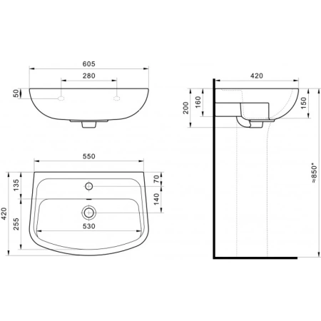Раковина Santek Лонги 1WH501756 60,5x42 см, подвесная, белый