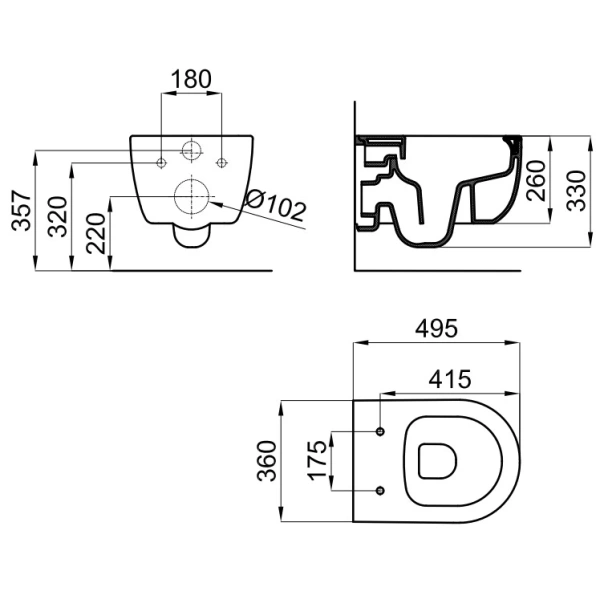 Унитаз подвесной Noken Acro N390000064 безободковый, белый