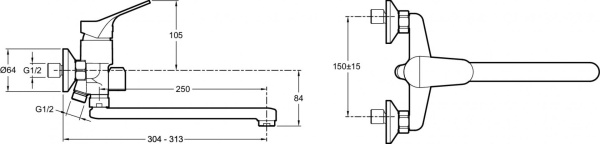 Смеситель для ванны и душа Jacob Delafon Brive E78117-CP хром