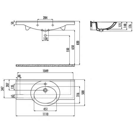 Раковина 111x50 см Creavit Etol ET11000000