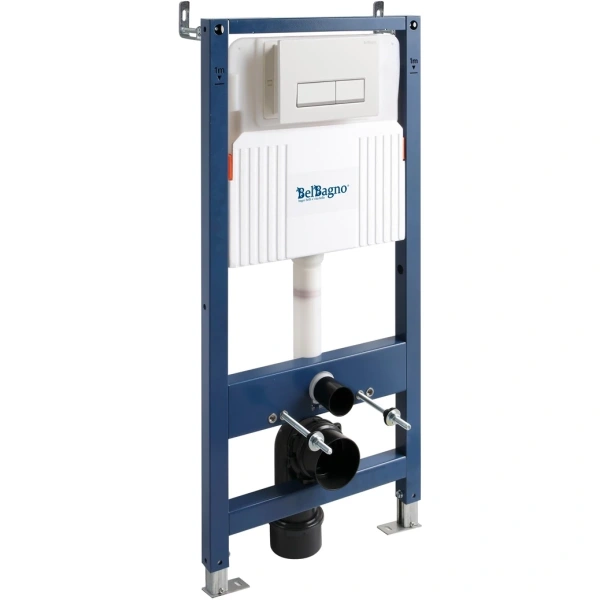 Инсталляция для унитаза BelBagno BB-101-M-BR с кнопкой смыва, белый глянец