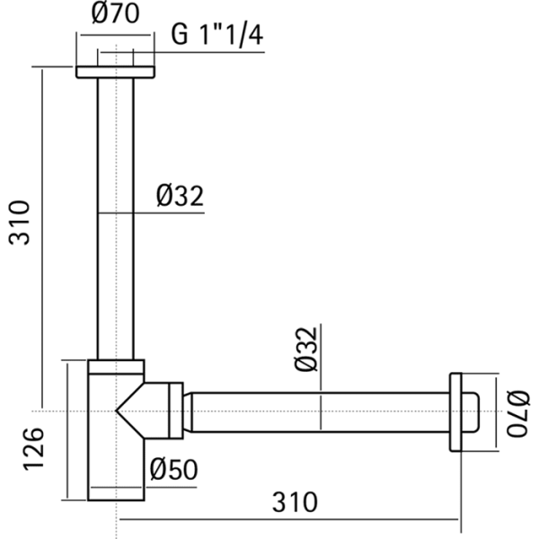 Сифон Cisal ZA004130D1 нержавеющая сталь