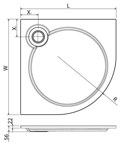 Душевой поддон Cezares TRAY-S-R-90-550-56-W