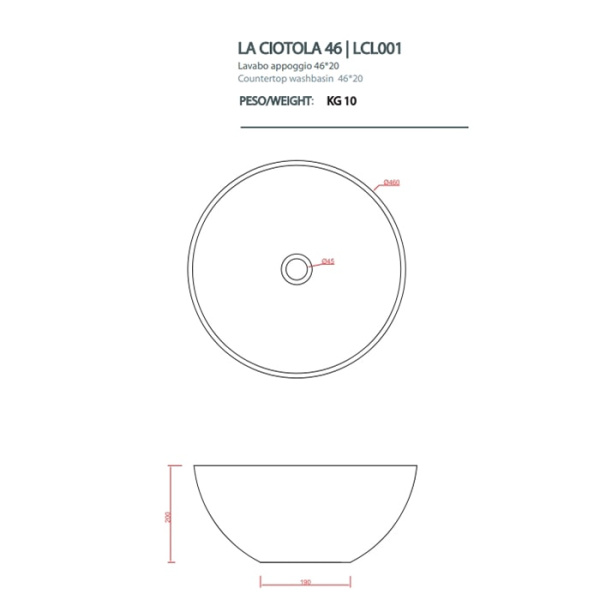 Раковина Artceram Laciotola LCL001 01 00