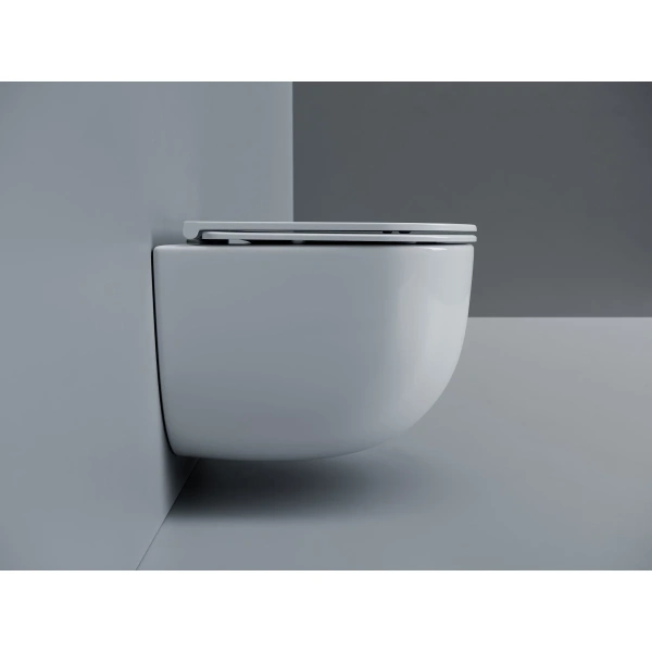 Унитаз подвесной Ceramicanova Voga CN4012T безободковый, торнадо, с сиденьем микролифт, белый