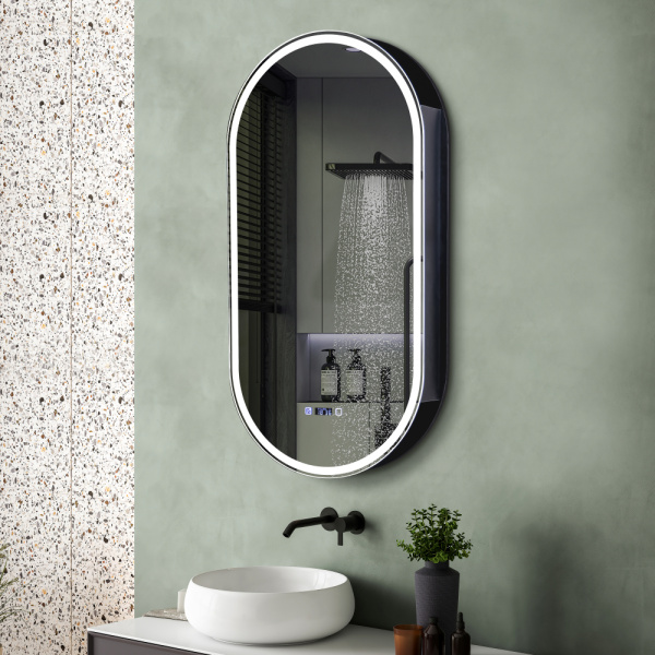 Шкаф зеркальный с подсветкой Abber Kontur 50 AG6339SWHB черный