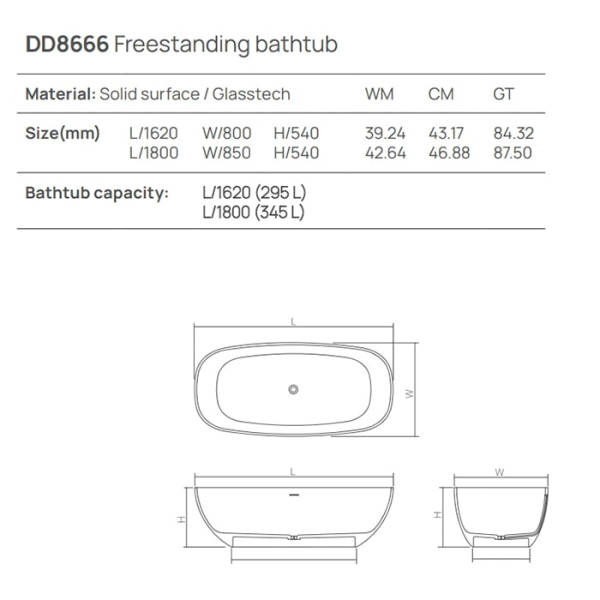Отдельностоящая ванна Dea Design Modern 180x85x54 DD8666 1800 18 белый