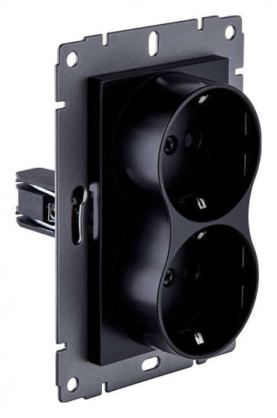 Розетка двойная с заземлением, без рамки Kollinger  REA-032BK