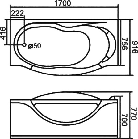 Акриловая ванна Gemy 170х92 G9072 K R