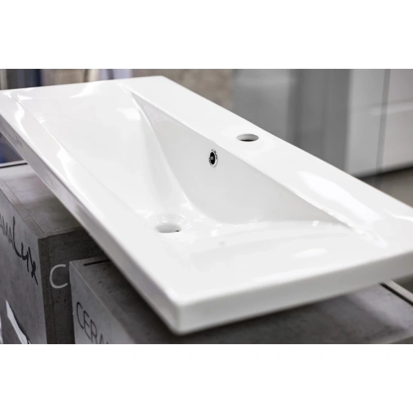 Раковина CeramaLux 9393-90 91x40 см, накладная, белый