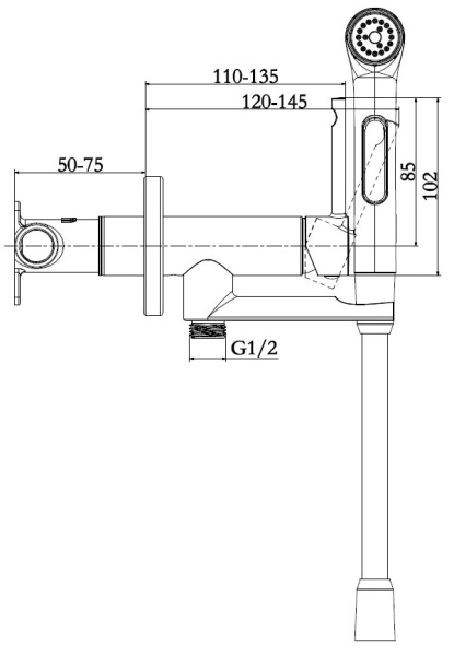 Гигиенический душ Jacob Delafon Elate E28317-CP со смесителем