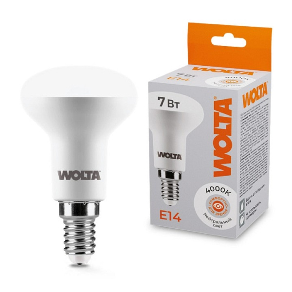 Лампа светодиодная Wolta E14 7Вт 4000K 25S50R7E14