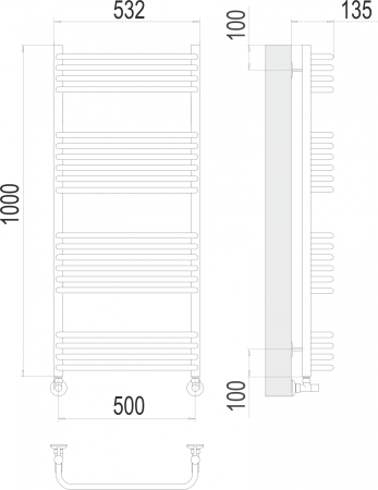 Стандарт П20 500х1000 Полотенцесушитель TERMINUS