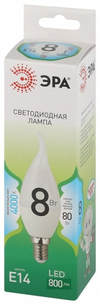 Лампа светодиодная Эра Green Line E14 8Вт 4000K LED BXS-8W-840-E14 GL