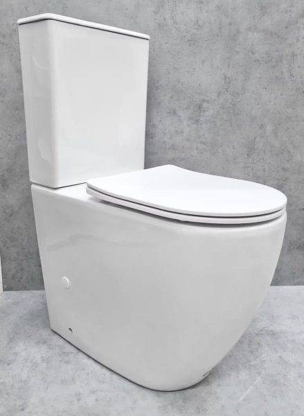 Унитаз-компакт CeramaLux 1289A безободковый, с сиденьем микролифт, белый