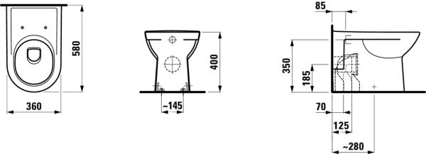 Унитаз приставной Laufen Pro 8.2295.1.000.000.1