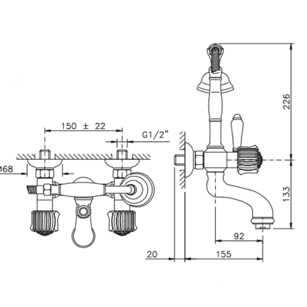Смеситель для ванны Nicolazzi Onice 2101CR09O