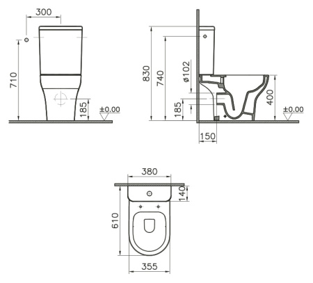 Унитаз Vitra Zentrum Rim-Ex 9824b003-7207