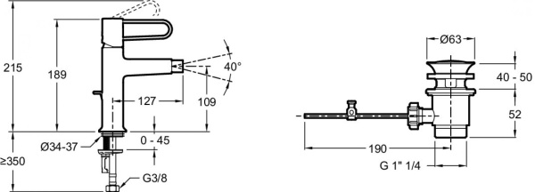 Смеситель для биде Jacob Delafon Odeon Rive Gauche E21033-CP-CP хром ручка хром