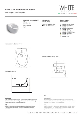 Биде подвесное White Ceramic Basic Circle W020401