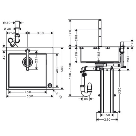 Кухонная комбинация hansgrohe C71-F450-06 43201800 сталь