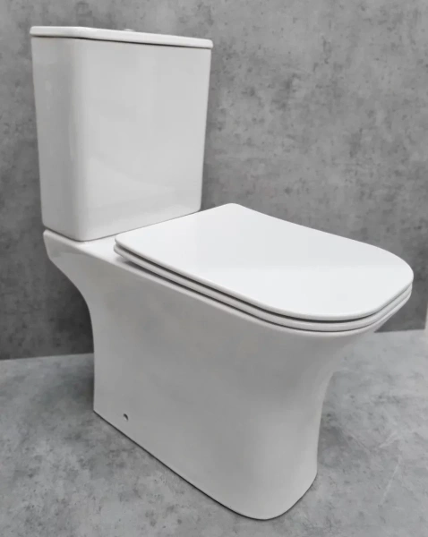 Унитаз-компакт CeramaLux 1215-P безободковый, с сиденьем микролифт, белый