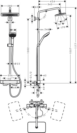 Душевая стойка hansgrohe Croma E 27630000