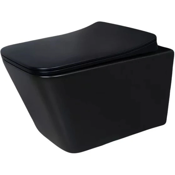 Унитаз подвесной GID Tr2144Bm безободковый, с сиденьем микролифт, черный матовый